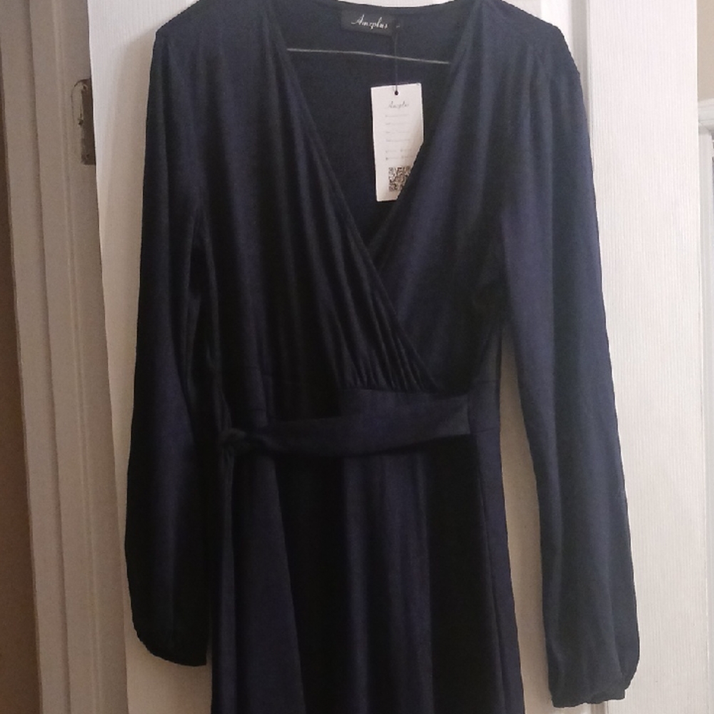 Angl Navy Wrap Dress
